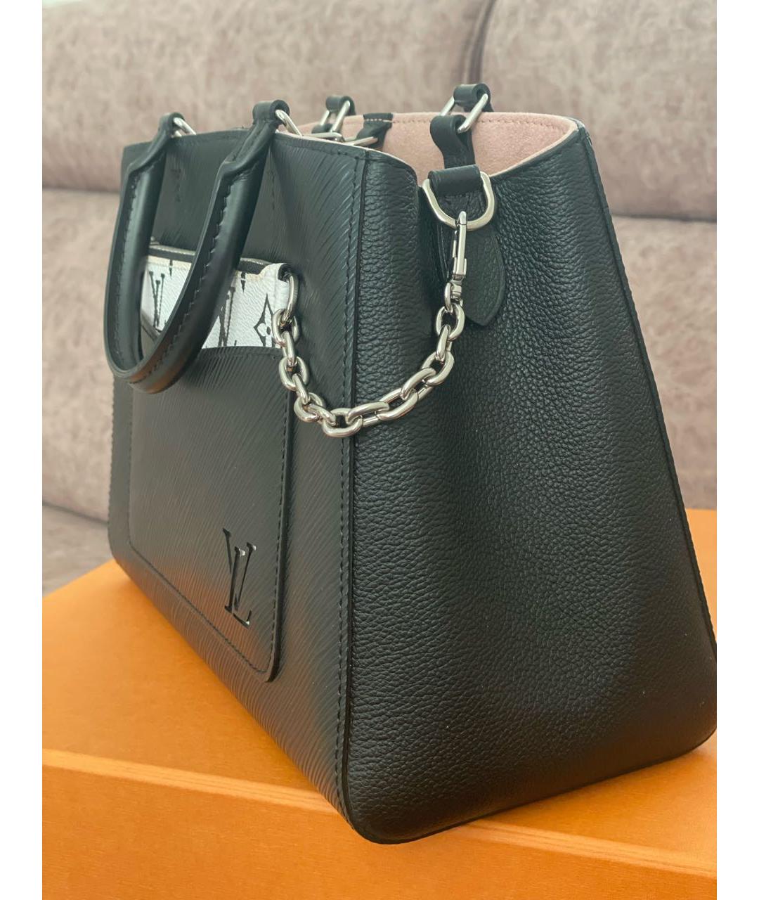 LOUIS VUITTON Черная кожаная сумка с короткими ручками, фото 2