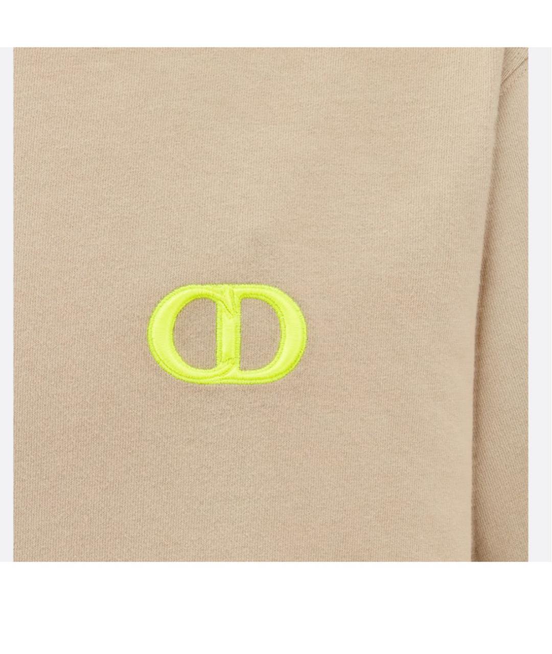 CHRISTIAN DIOR Бежевая хлопковая футболка, фото 3