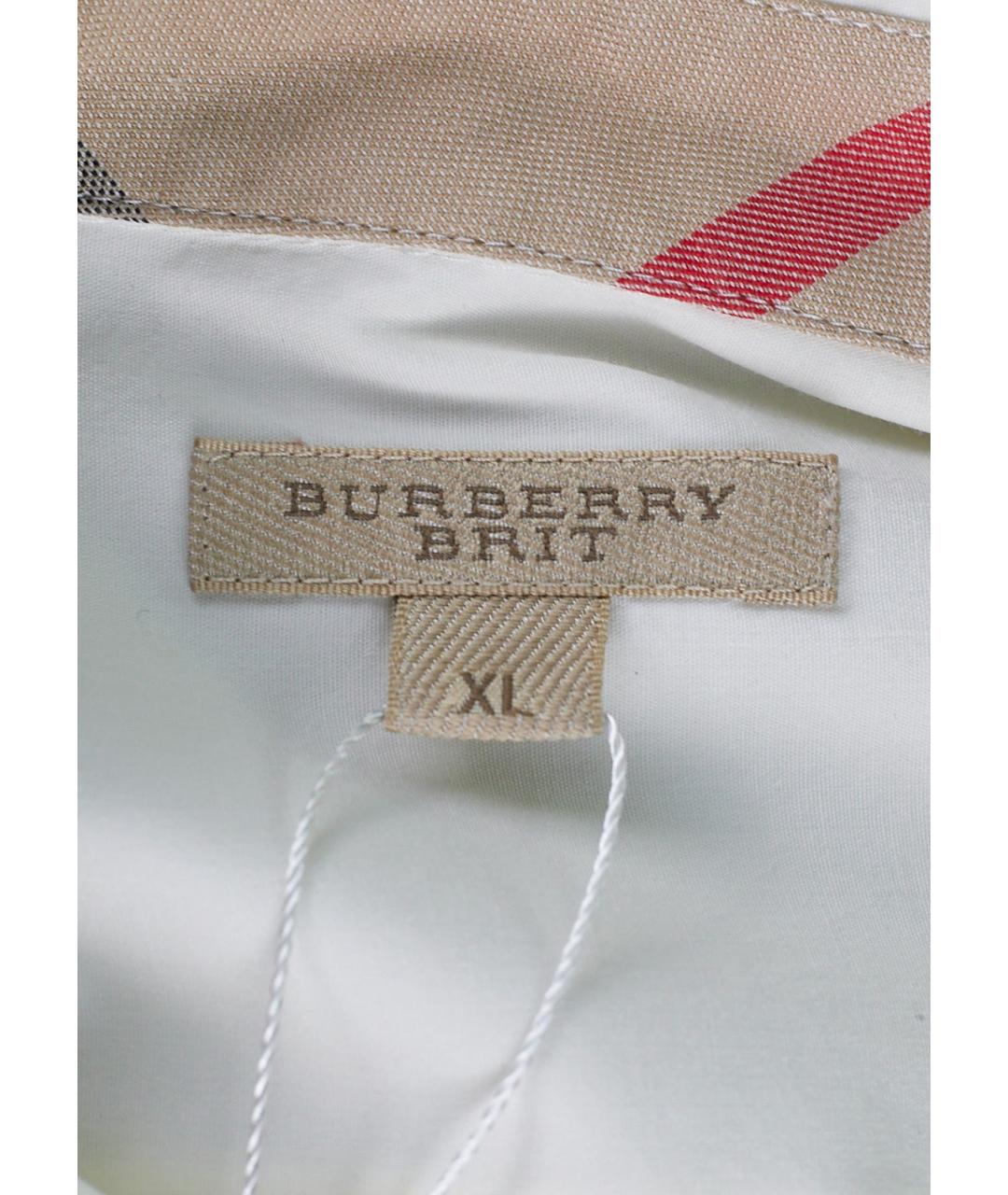 BURBERRY BRIT Бежевая хлопковая классическая рубашка, фото 3