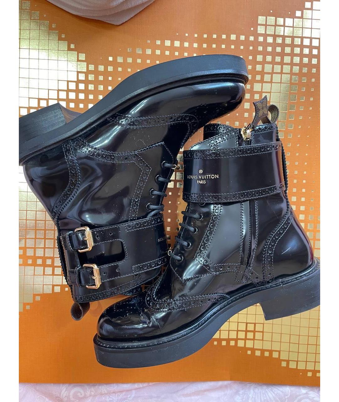 LOUIS VUITTON Черные сапоги из лакированной кожи, фото 4