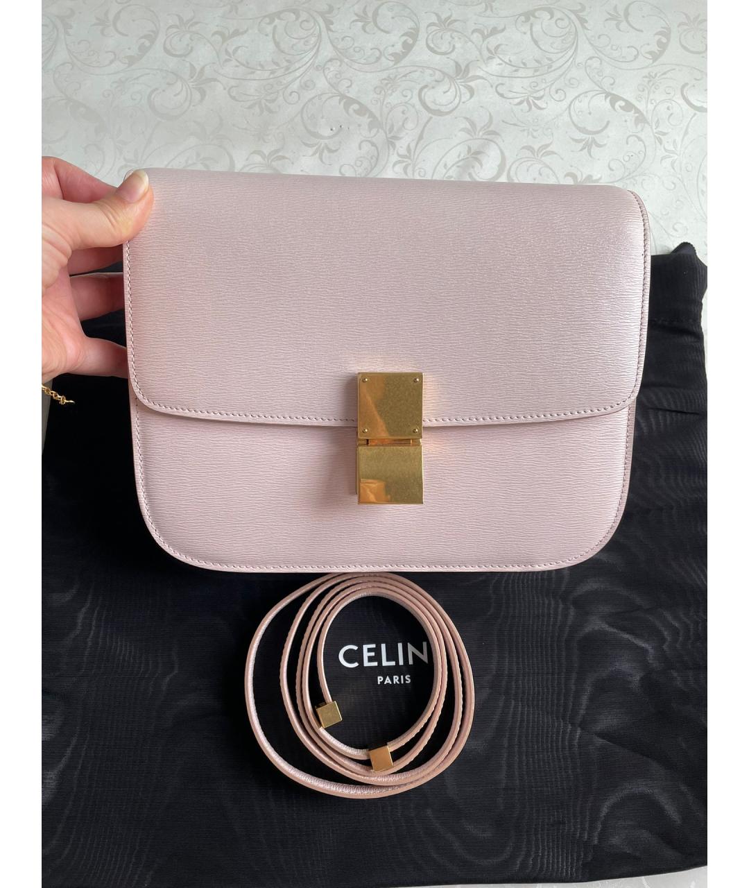 CELINE Розовая кожаная сумка через плечо, фото 7