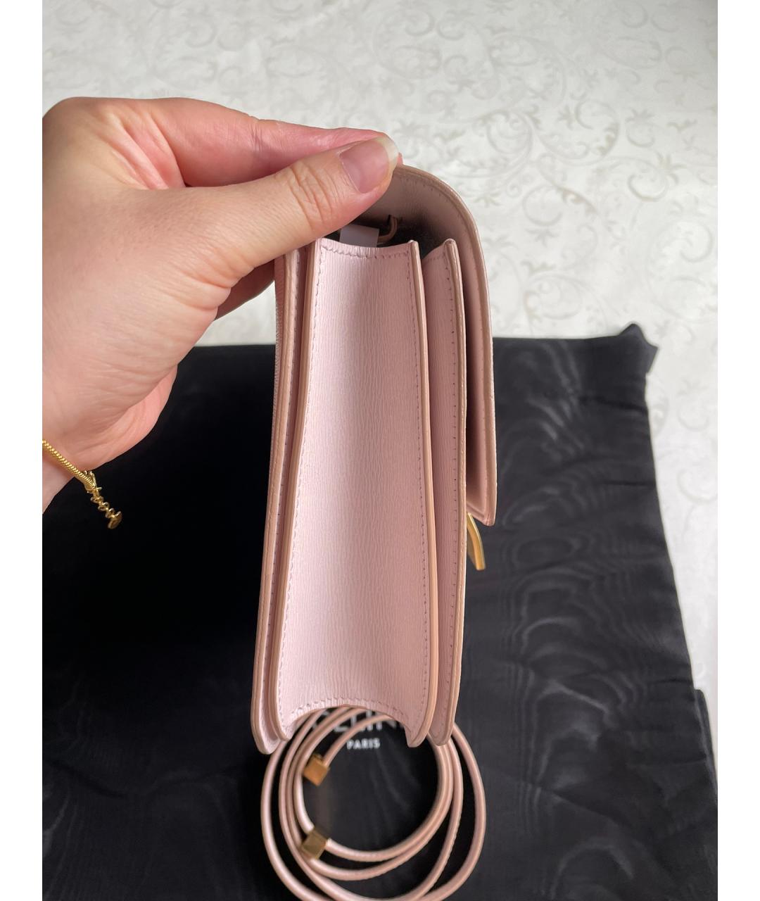 CELINE Розовая кожаная сумка через плечо, фото 5