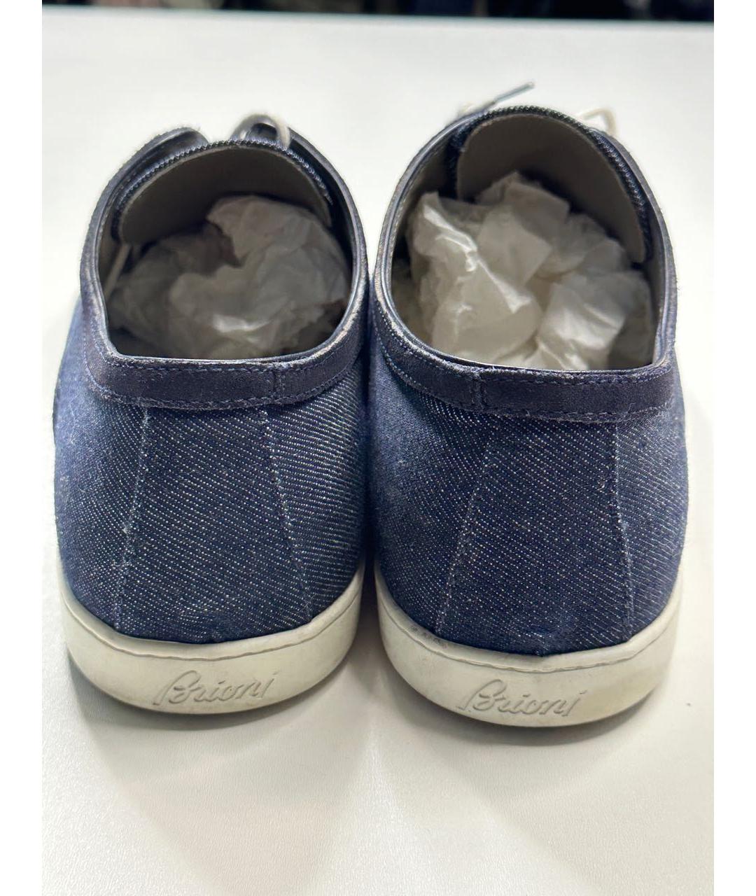 BRIONI Темно-синие текстильные низкие кроссовки / кеды, фото 4