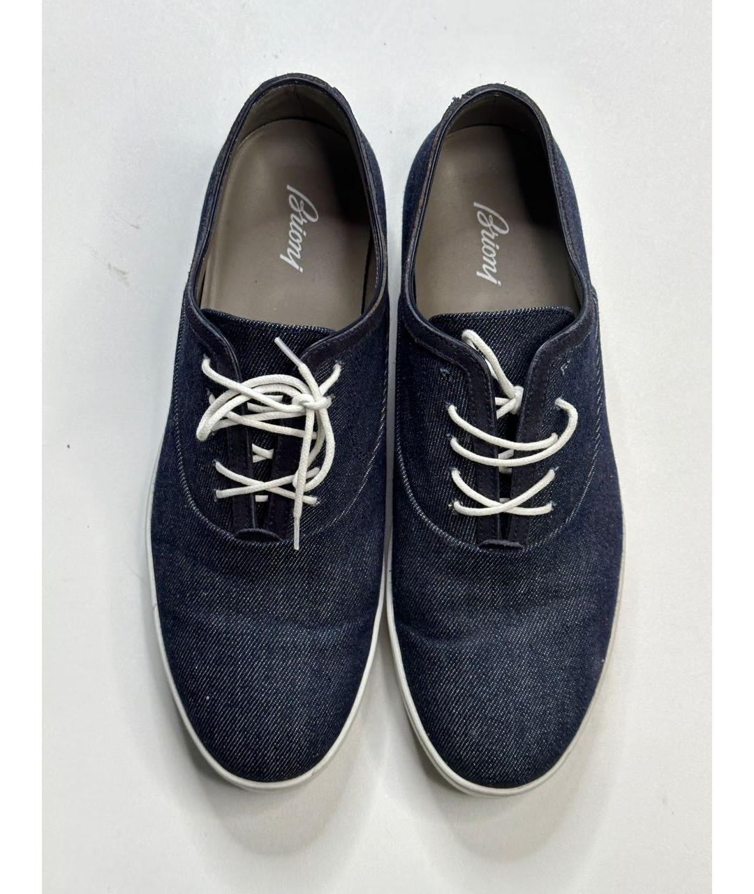 BRIONI Темно-синие текстильные низкие кроссовки / кеды, фото 3