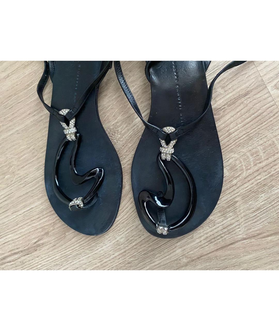 GIUSEPPE ZANOTTI DESIGN Черные кожаные сандалии, фото 4