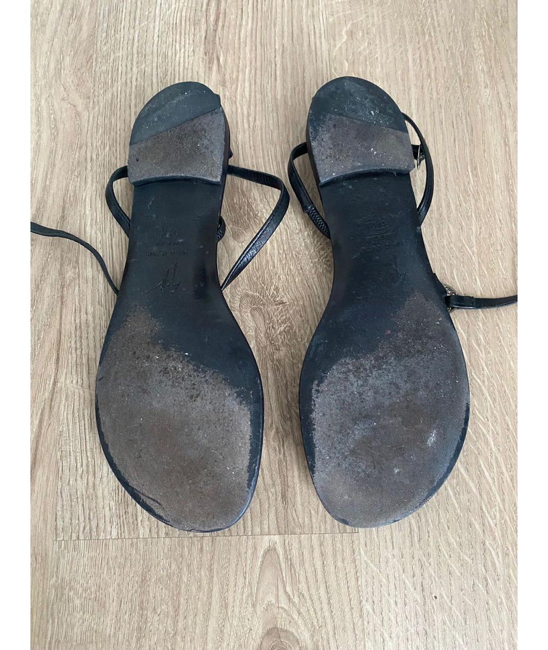 GIUSEPPE ZANOTTI DESIGN Черные кожаные сандалии, фото 7