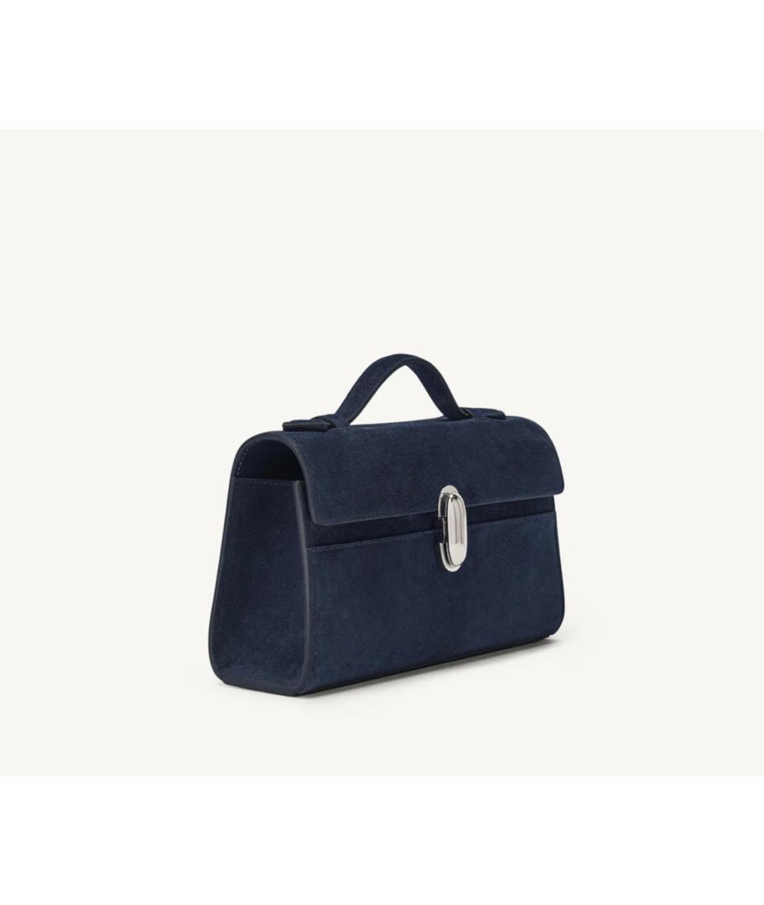 Savette Темно-синяя замшевая сумка с короткими ручками, фото 2