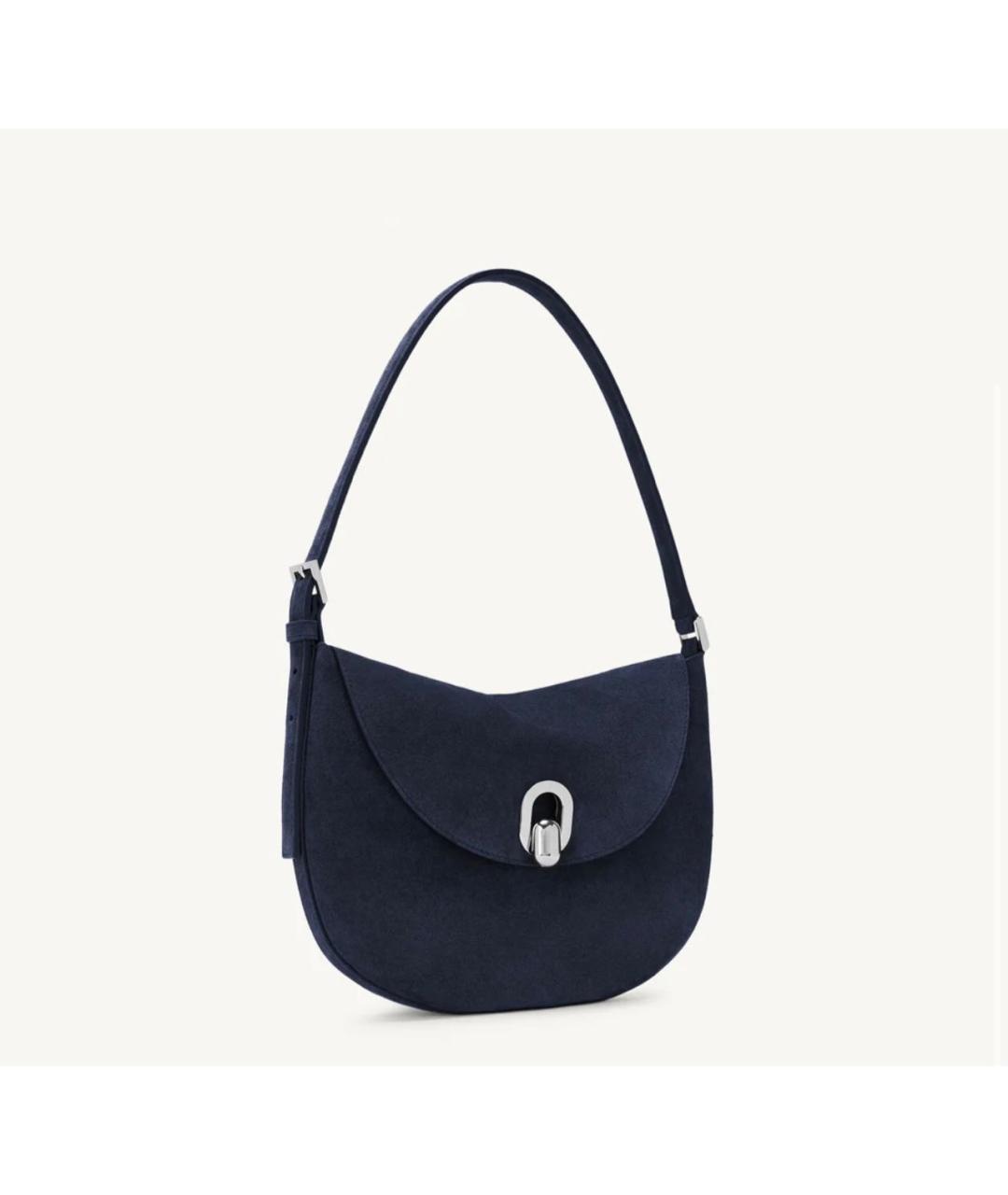 Savette Темно-синяя замшевая сумка с короткими ручками, фото 3