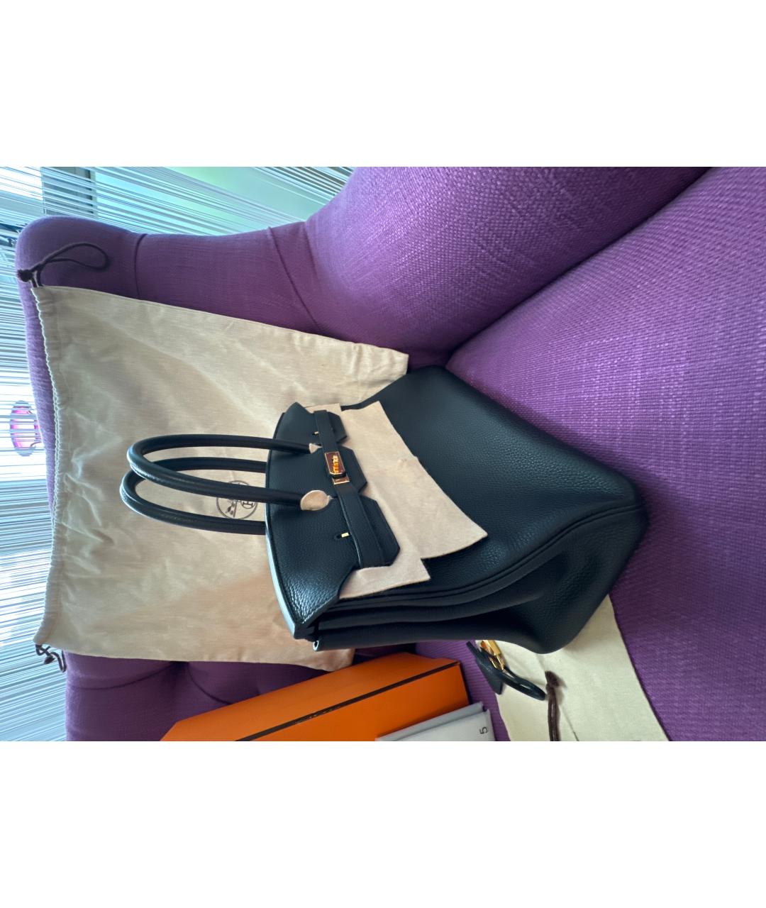 HERMES Черная кожаная сумка с короткими ручками, фото 2