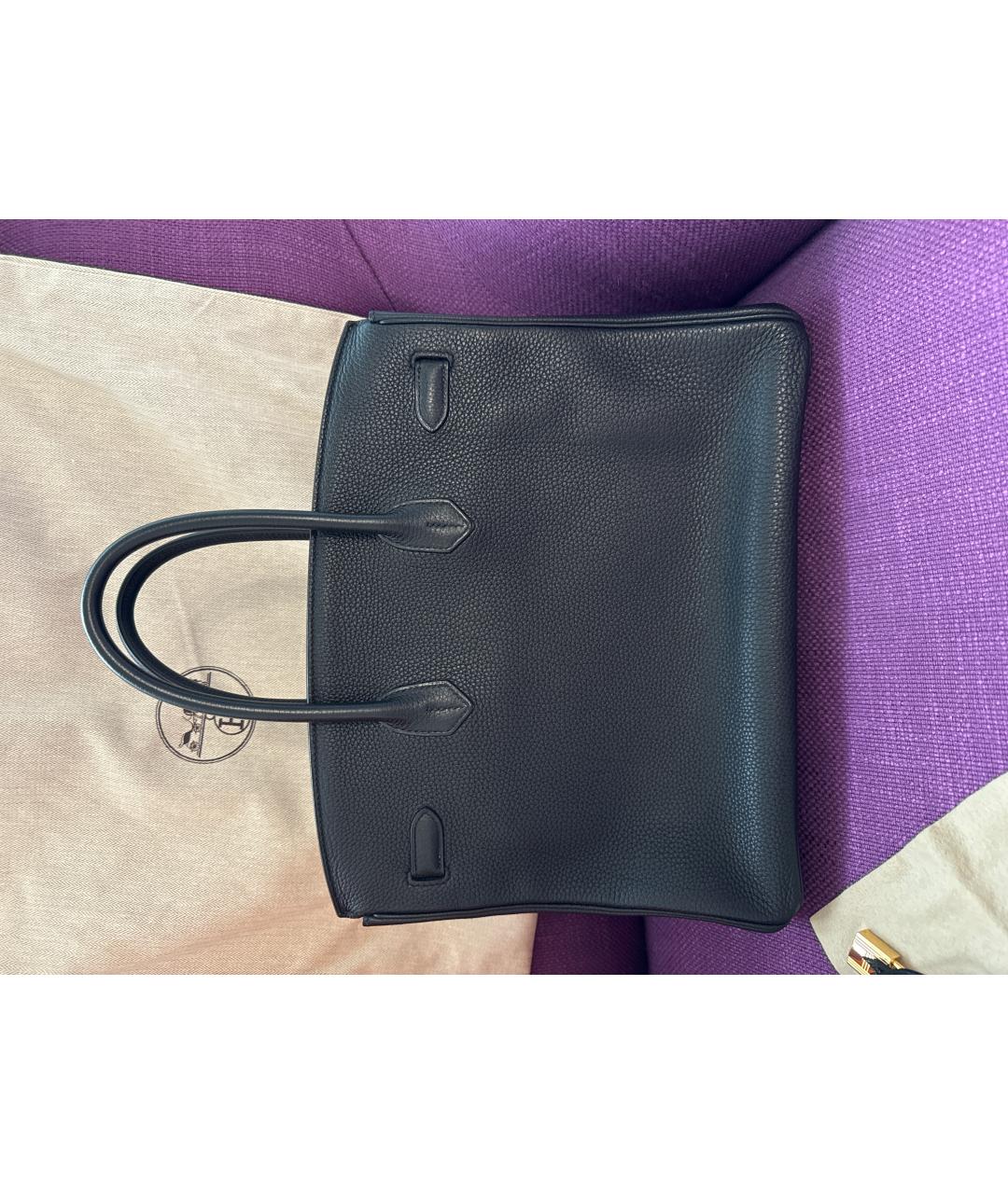 HERMES Черная кожаная сумка с короткими ручками, фото 3