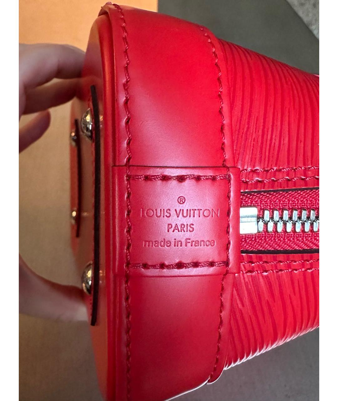 LOUIS VUITTON Красная кожаная сумка с короткими ручками, фото 6