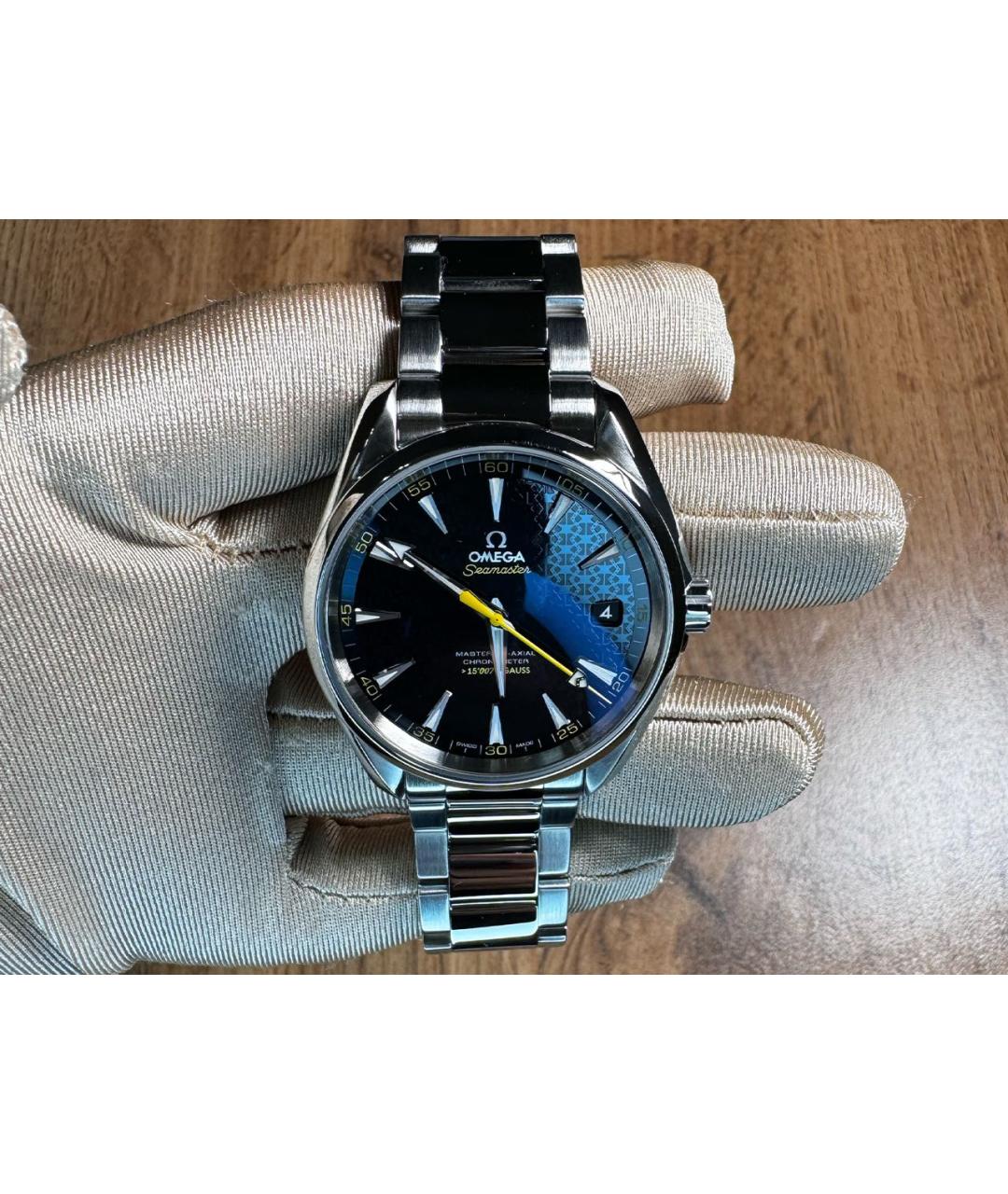 OMEGA Темно-синие металлические часы, фото 3