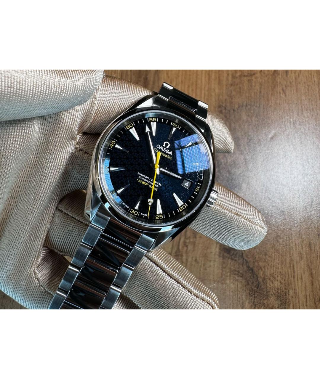 OMEGA Темно-синие металлические часы, фото 6