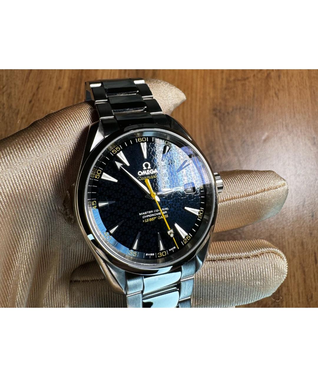 OMEGA Темно-синие металлические часы, фото 2
