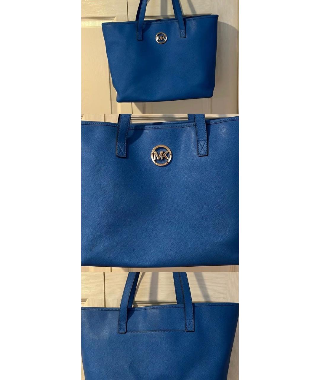 MICHAEL KORS Синяя кожаная сумка с короткими ручками, фото 2