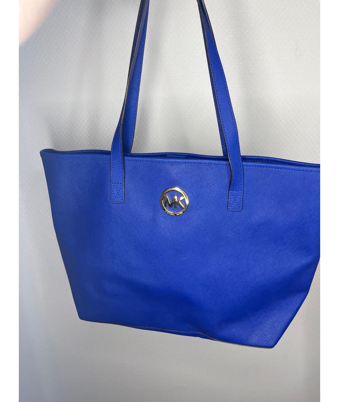 MICHAEL KORS Синяя кожаная сумка с короткими ручками, фото 5