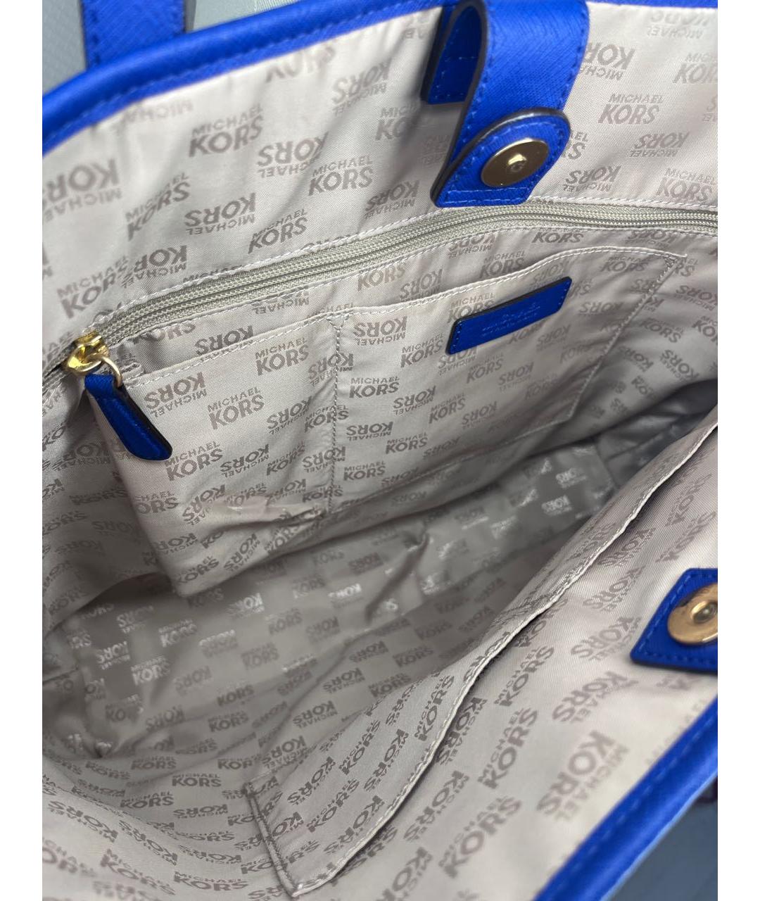 MICHAEL KORS Синяя кожаная сумка с короткими ручками, фото 4