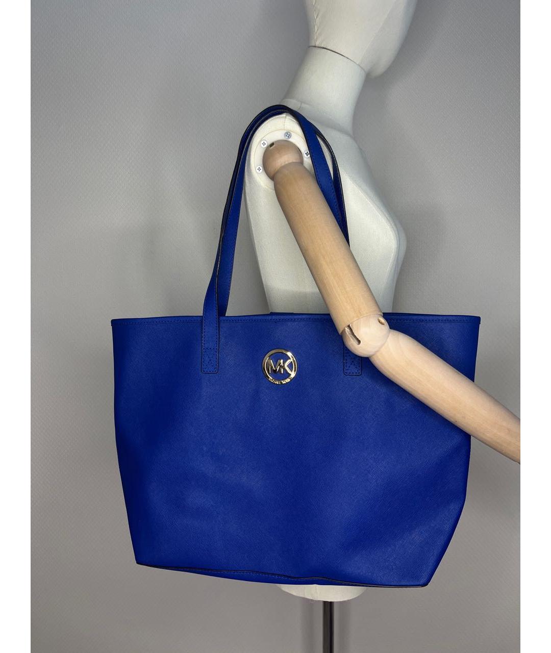MICHAEL KORS Синяя кожаная сумка с короткими ручками, фото 7