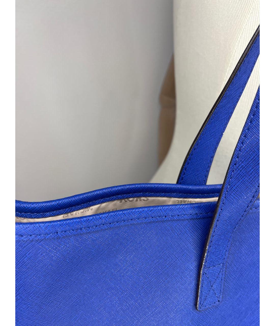 MICHAEL KORS Синяя кожаная сумка с короткими ручками, фото 3