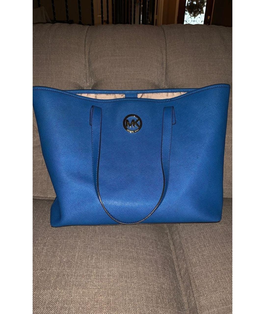 MICHAEL KORS Синяя кожаная сумка с короткими ручками, фото 6