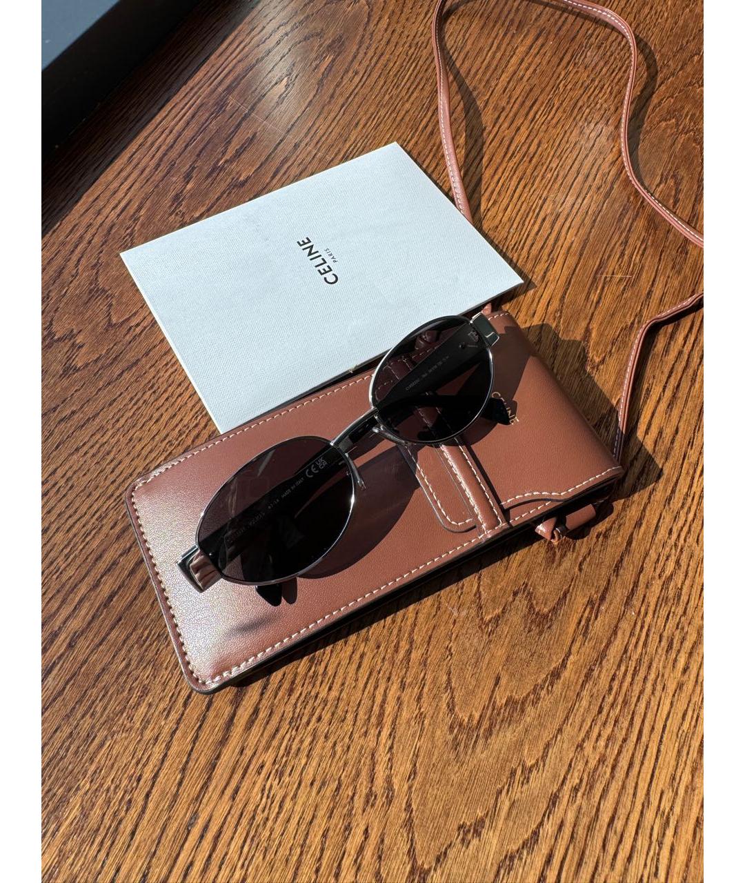CELINE Серебряные металлические солнцезащитные очки, фото 3