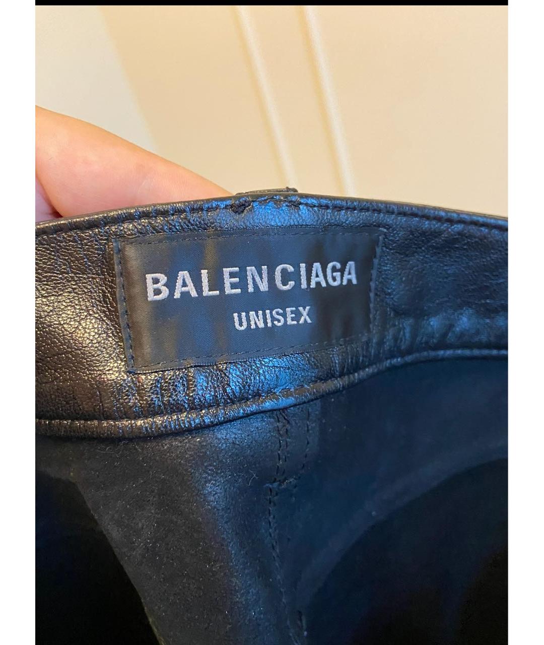 BALENCIAGA Черные кожаные брюки узкие, фото 3