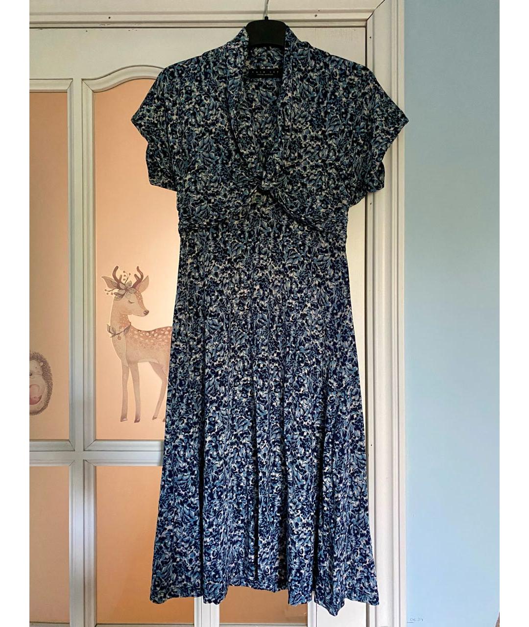 TWIN-SET Синее вискозное коктейльное платье, фото 6