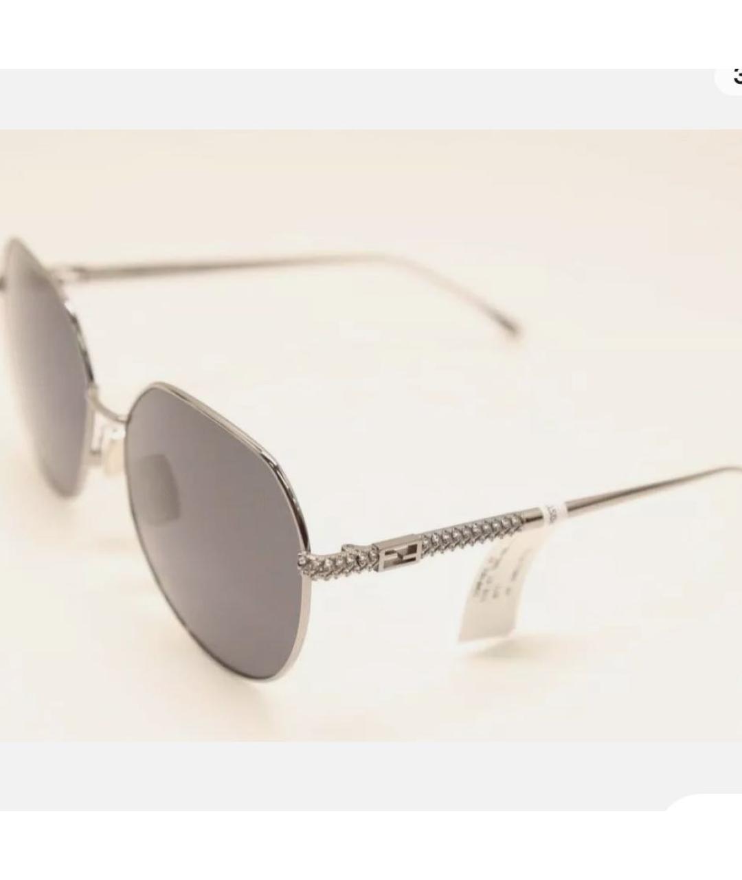 FENDI Серебряные металлические солнцезащитные очки, фото 6
