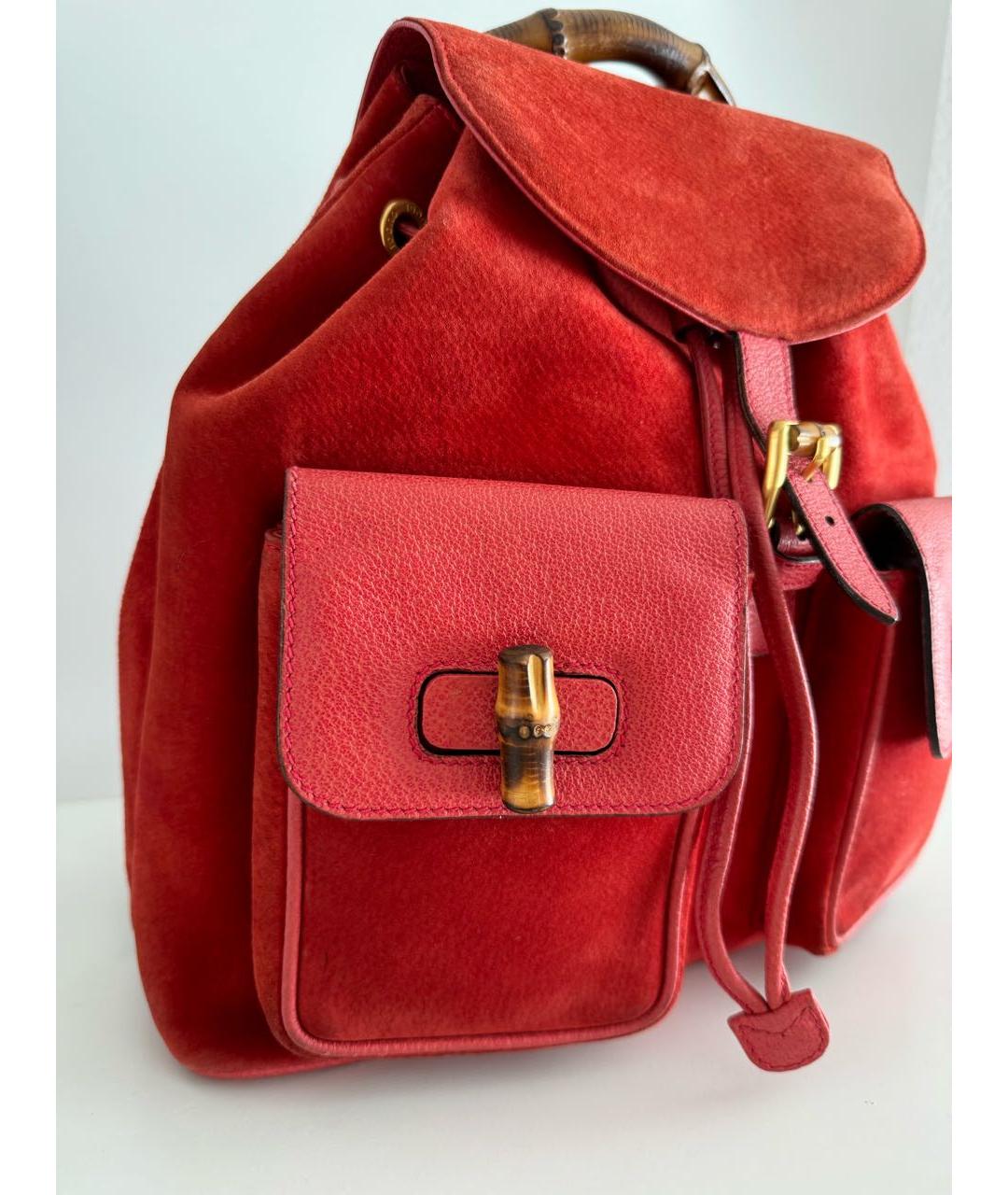 GUCCI Красный замшевый рюкзак, фото 3
