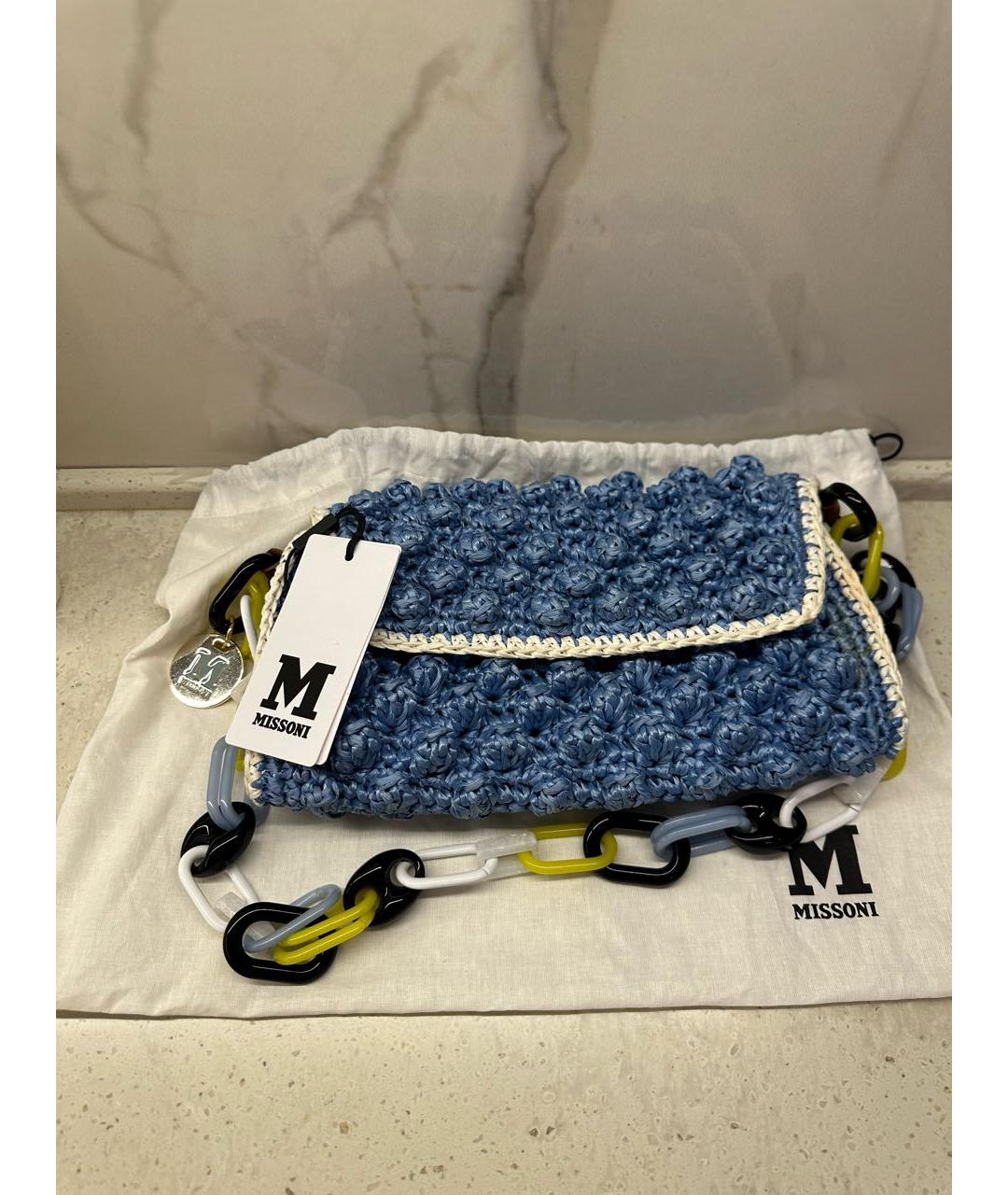 MISSONI Голубая пелетеная сумка через плечо, фото 7