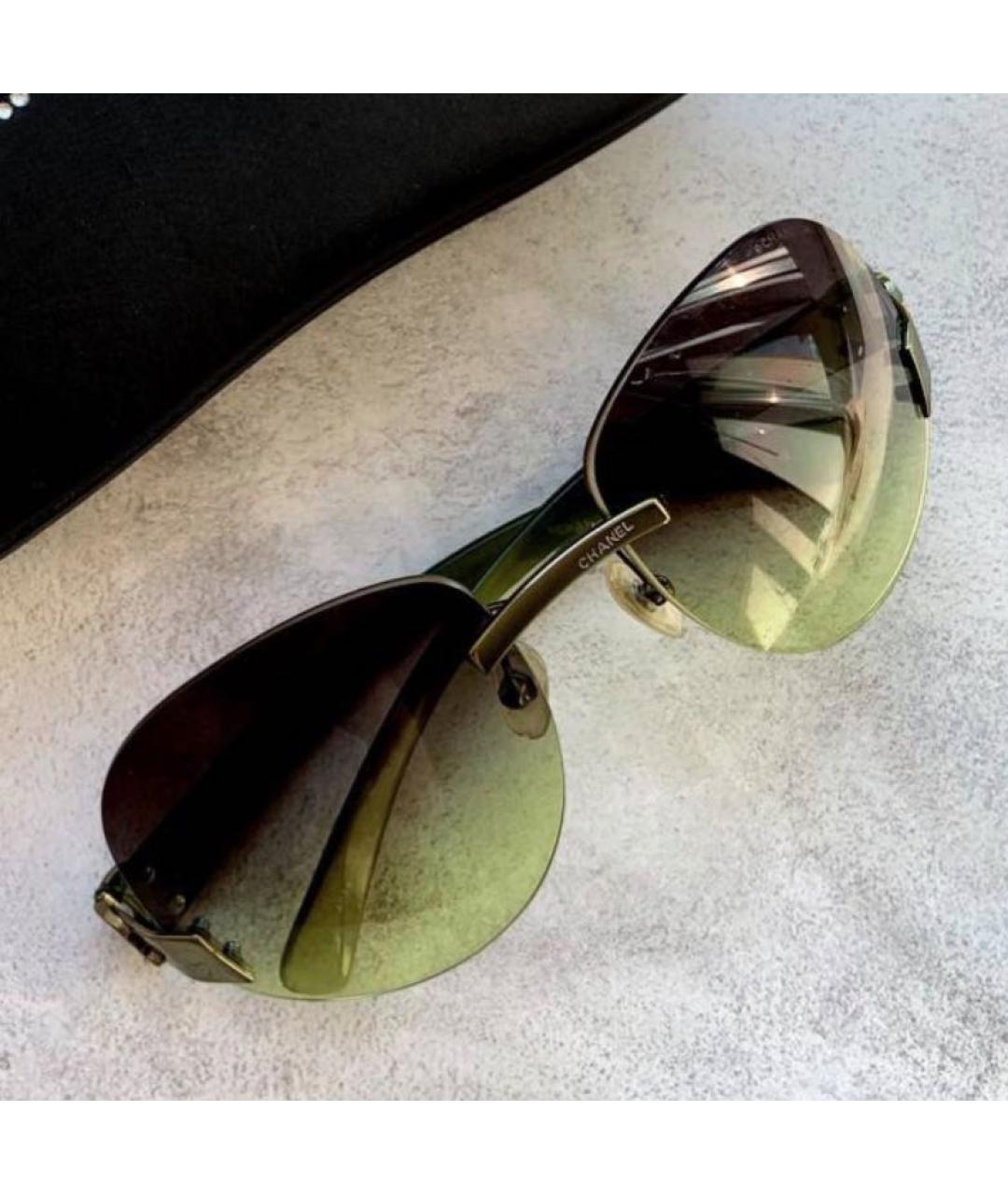 CHANEL Зеленые пластиковые солнцезащитные очки, фото 9