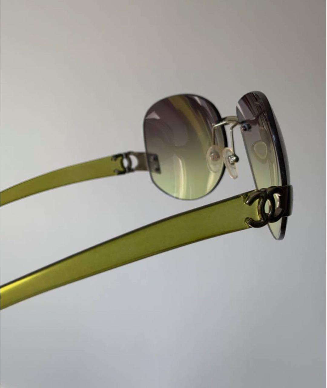 CHANEL Зеленые пластиковые солнцезащитные очки, фото 3