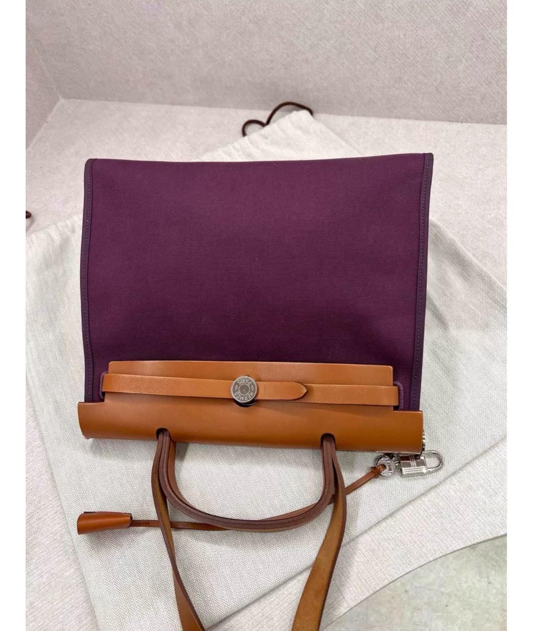 HERMES Фиолетовая сумка с короткими ручками, фото 3