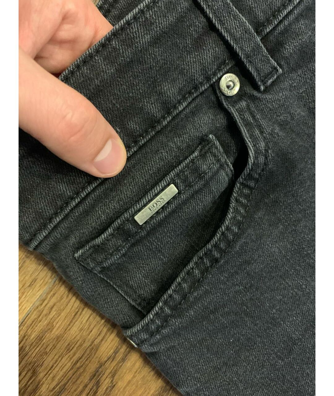 HUGO BOSS Антрацитовые хлопко-эластановые джинсы скинни, фото 5