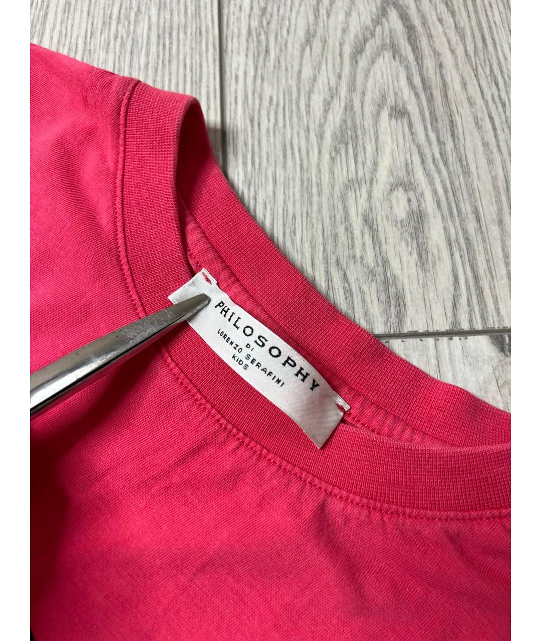 PHILOSOPHY DI LORENZO SERAFINI Розовый хлопковый детская футболка / топ, фото 4