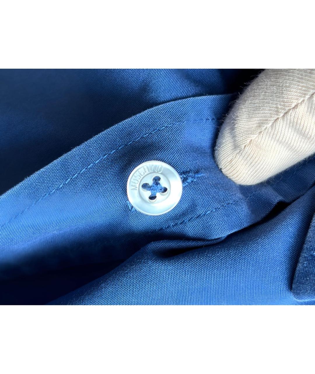 MOSCHINO Синяя хлопковая кэжуал рубашка, фото 7