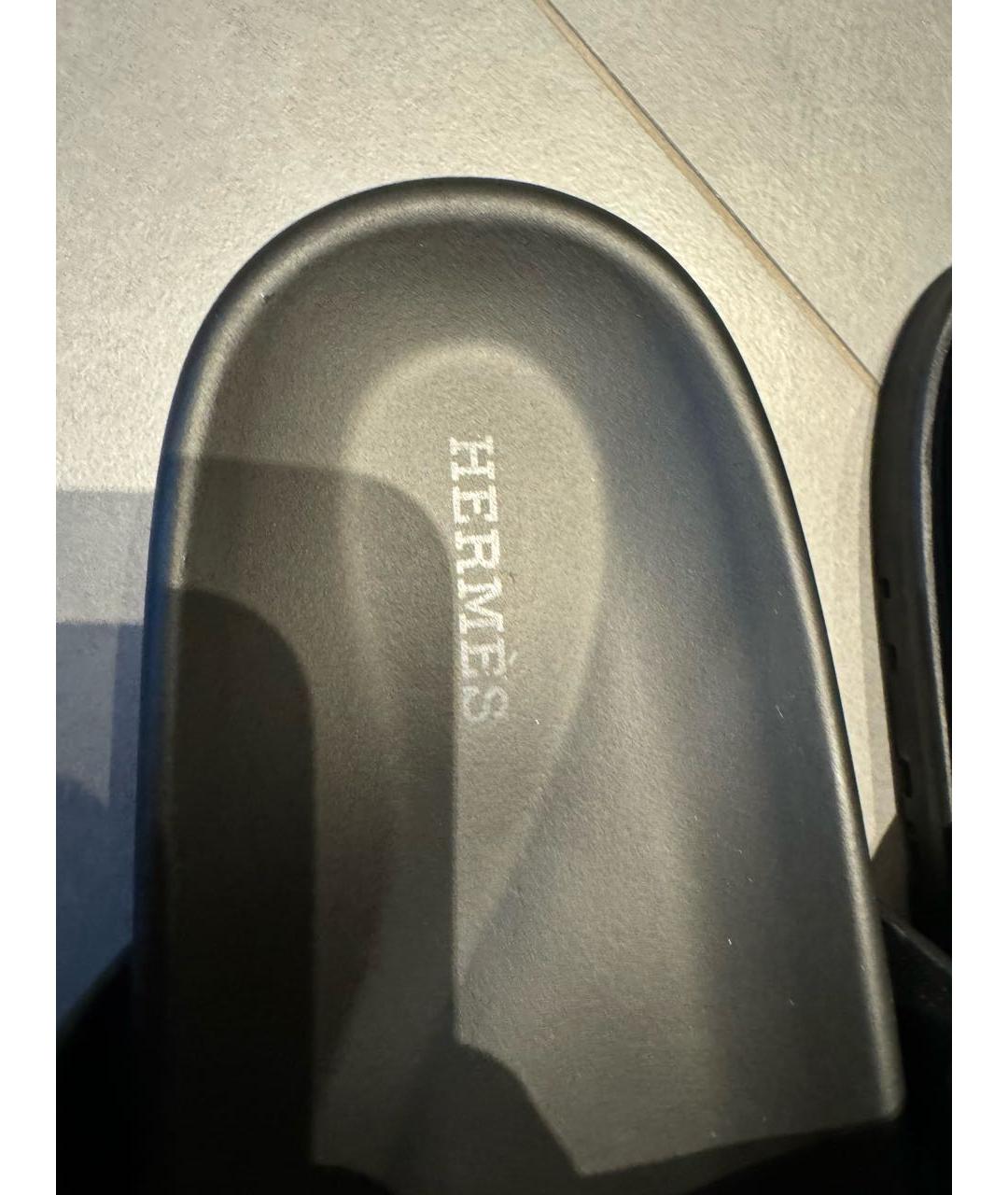 HERMES Черные кожаные сандалии, фото 5