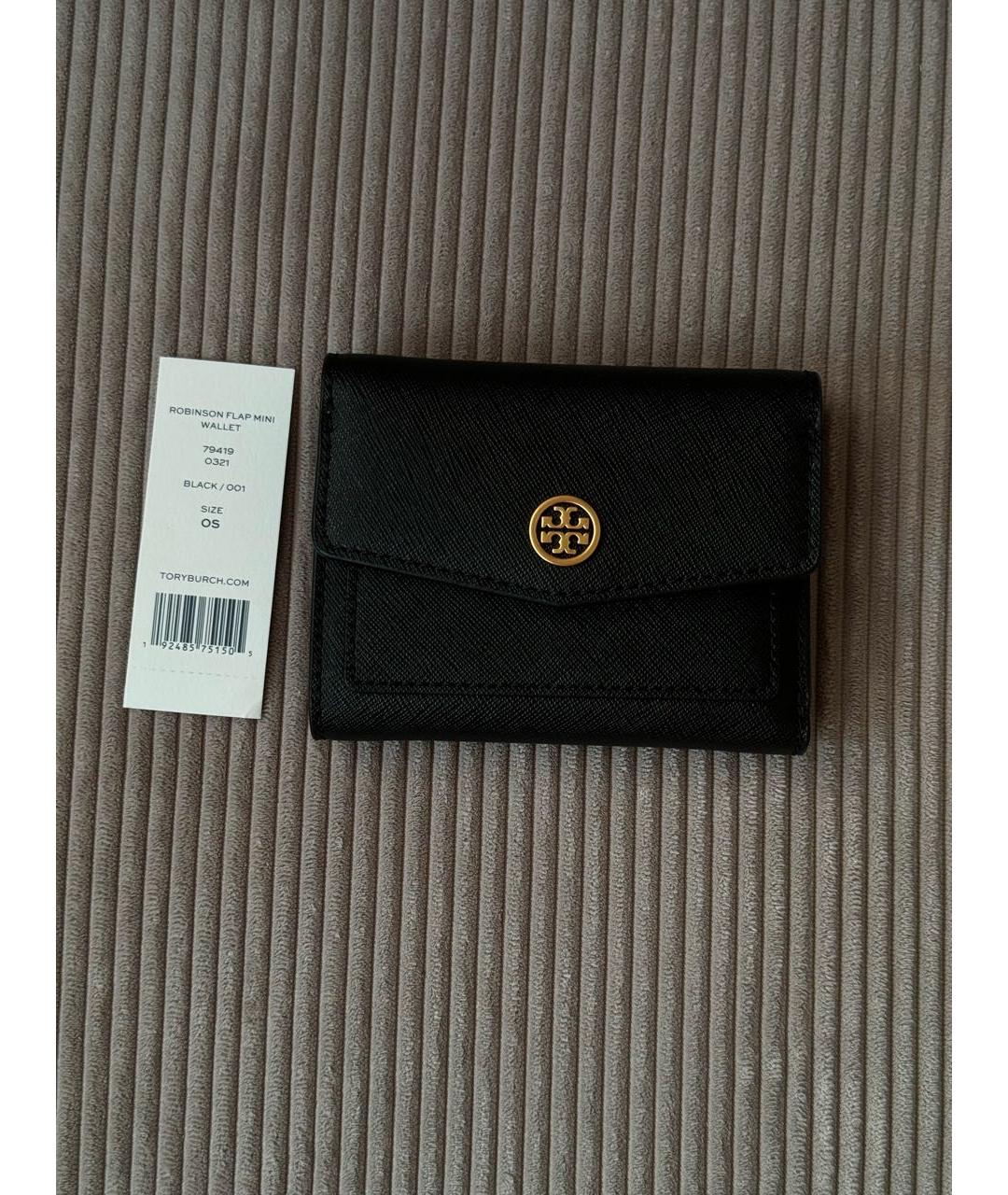 TORY BURCH Черный кожаный кошелек, фото 2