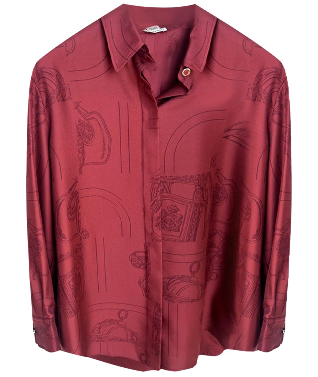 HERMES Бордовая шелковая рубашка, фото 1