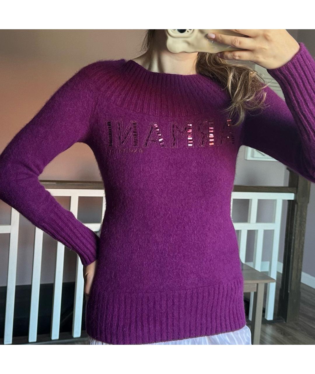 ARMANI EXCHANGE Фиолетовый шерстяной джемпер / свитер, фото 7