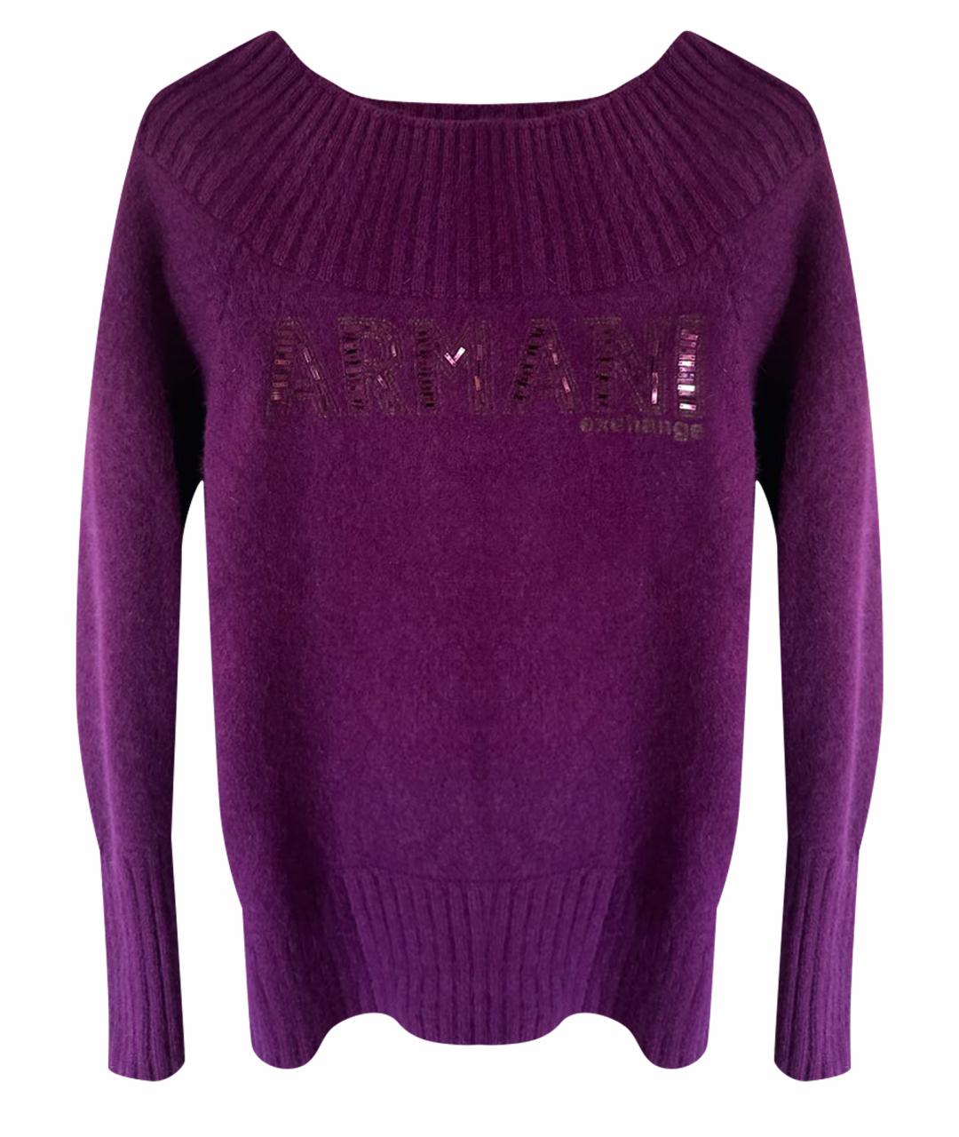 ARMANI EXCHANGE Фиолетовый шерстяной джемпер / свитер, фото 1
