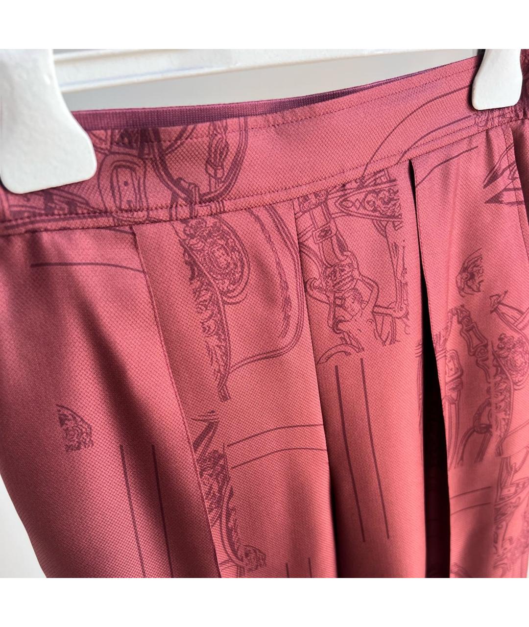 HERMES Бордовые шелковые брюки широкие, фото 4