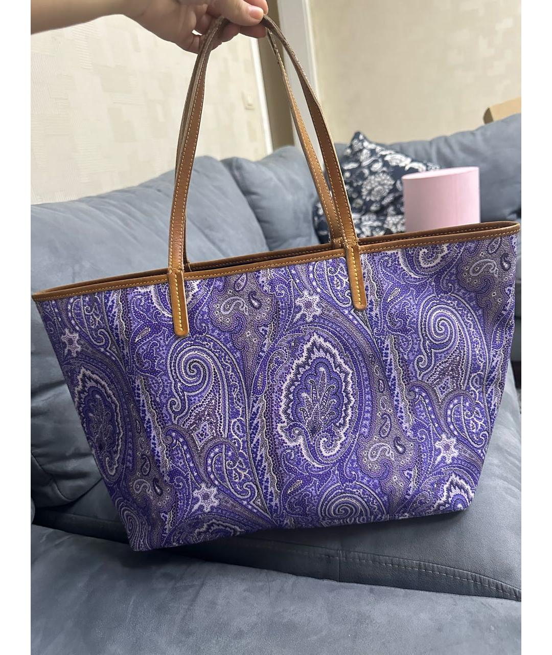 ETRO Фиолетовая кожаная пляжная сумка, фото 5