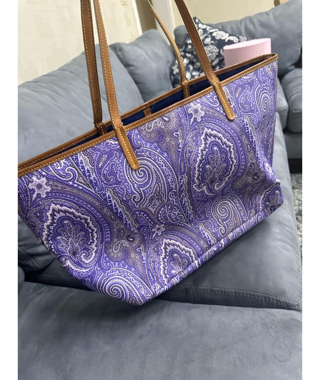 ETRO Фиолетовая кожаная пляжная сумка, фото 3