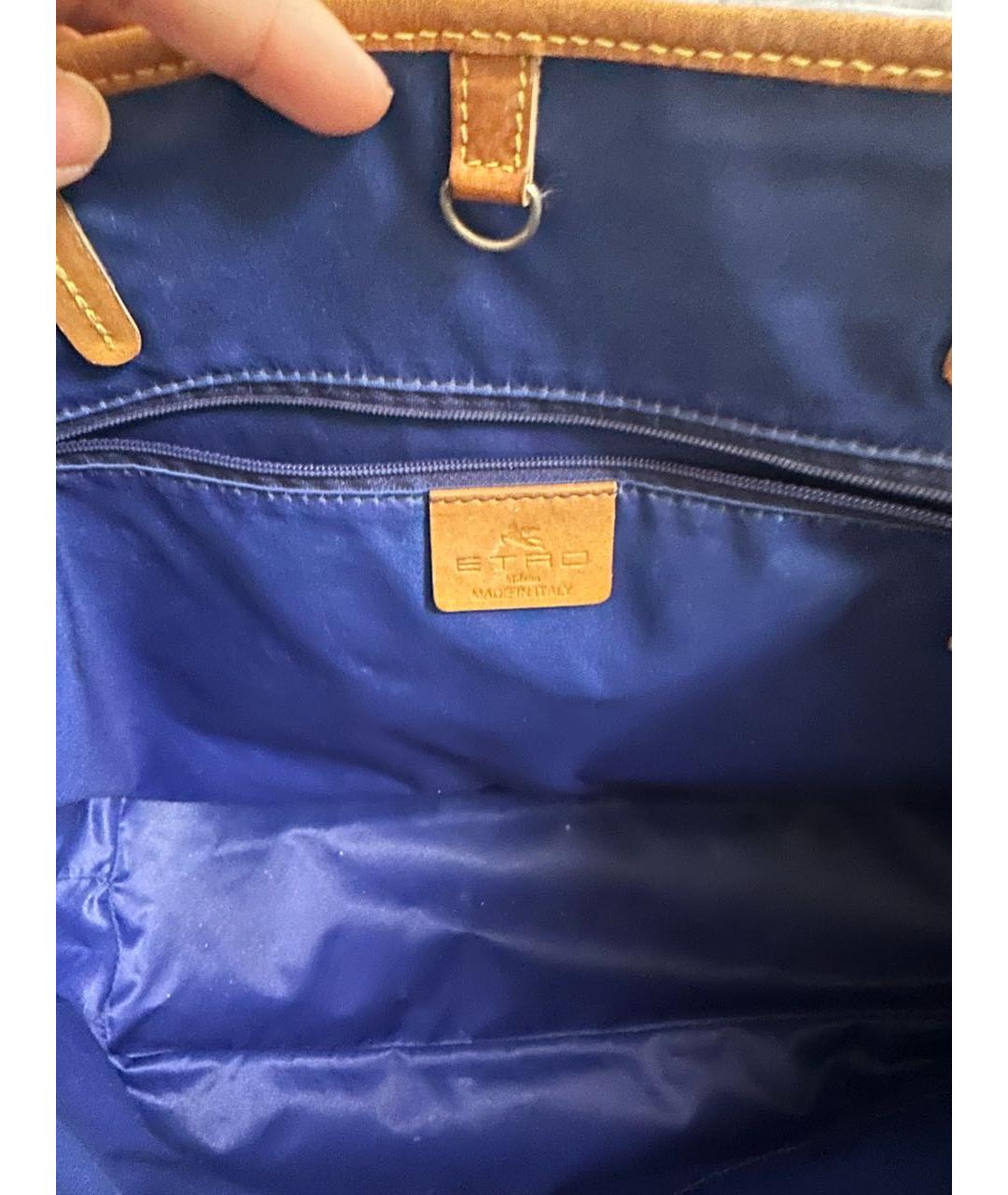 ETRO Фиолетовая кожаная пляжная сумка, фото 4