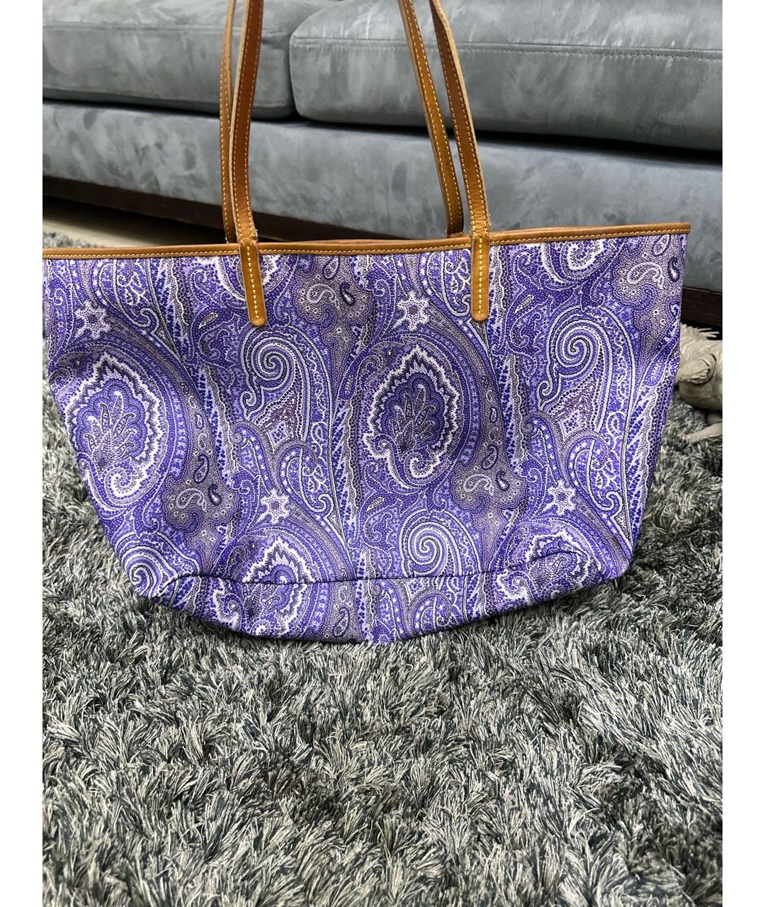 ETRO Фиолетовая кожаная пляжная сумка, фото 2