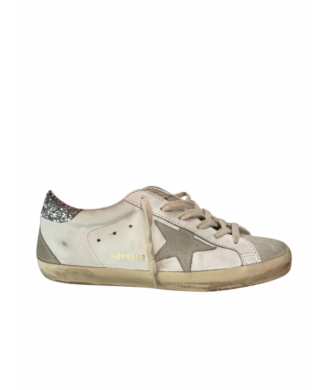 GOLDEN GOOSE DELUXE BRAND Бежевые кожаные кеды, фото 1