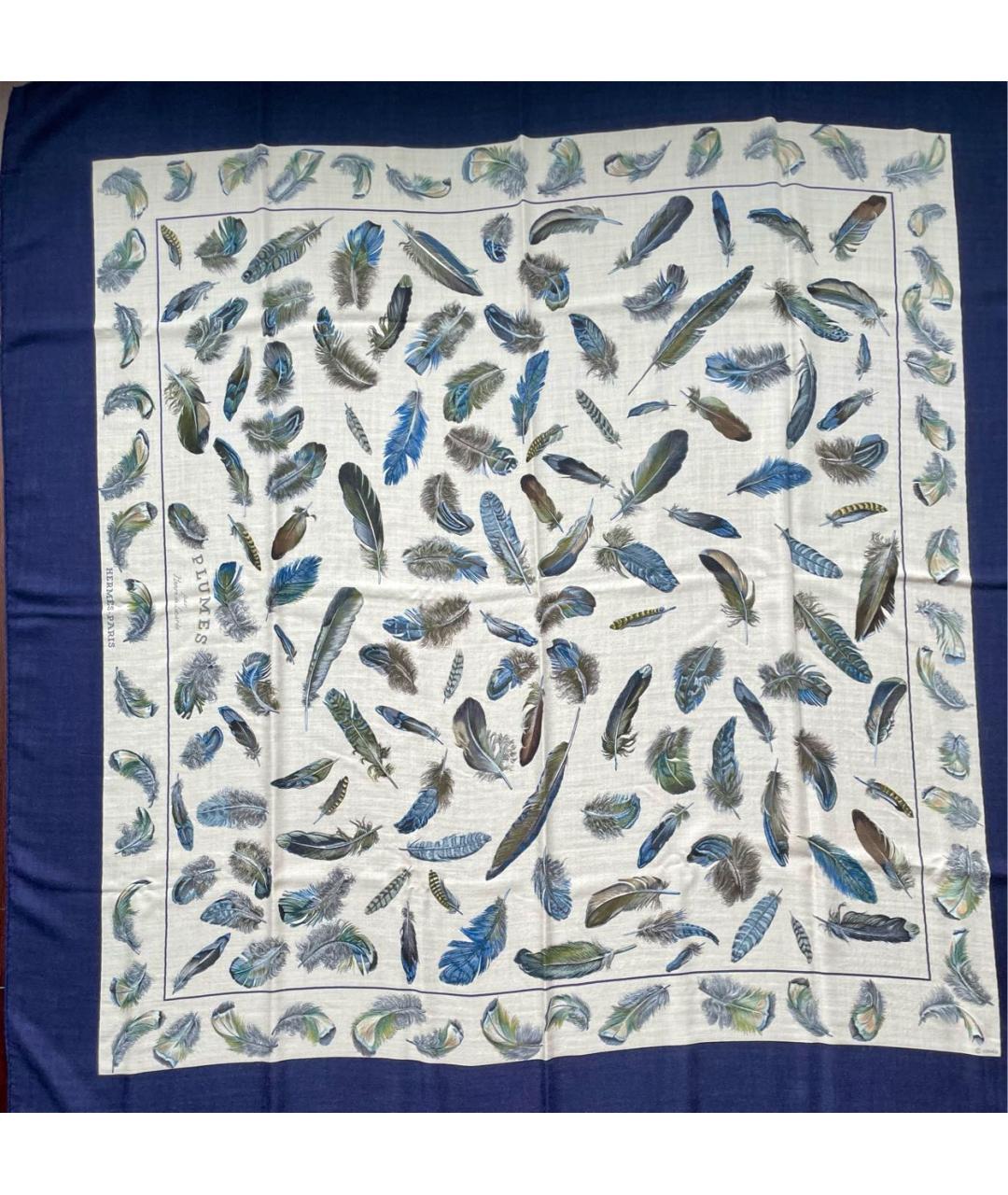 HERMES Синий кашемировый платок, фото 9