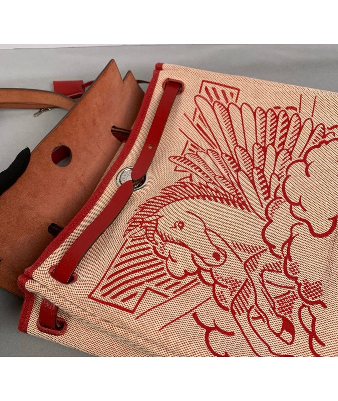 HERMES Красная кожаная сумка с короткими ручками, фото 7