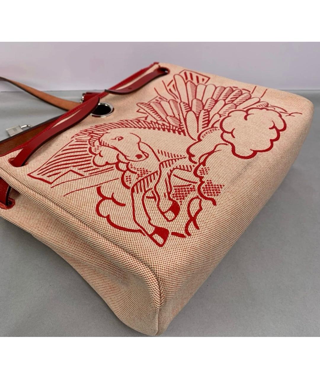 HERMES Красная кожаная сумка с короткими ручками, фото 5